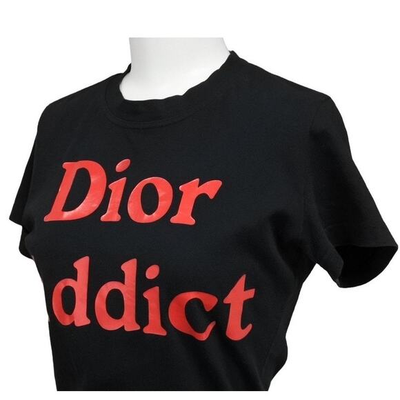 Authentic Christian Dior Dior Addict Galliano Short Sleeve Top Shirt Red Black - Picture 3 of 8